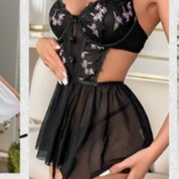 Nuisette babydoll en résille transparente