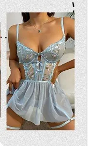 Nuisette babydoll en résille transparente