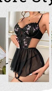 Nuisette babydoll en résille transparente
