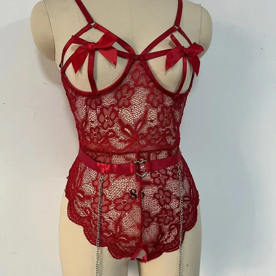 Body de Alcinha com Laço de Renda