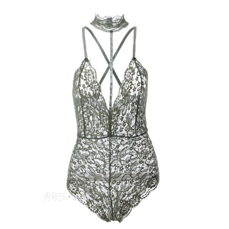 Body plus size in pizzo con allacciatura al collo