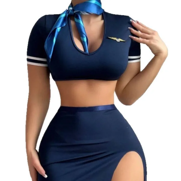 Sexy Flugbegleiterinnen-Rollenspiel-Kostüm-Set