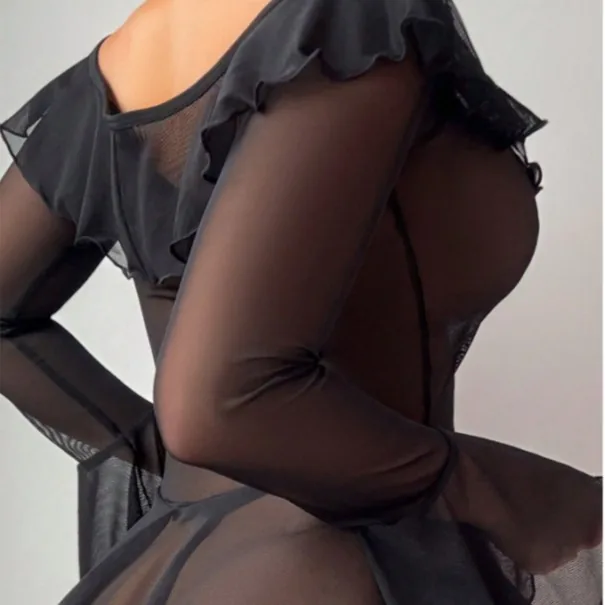 Set vestito in mesh trasparente con spalle scoperte